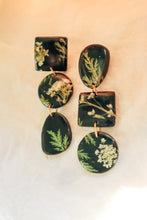 Load image into Gallery viewer, Midnight Floral Asymmetrical Dangles
